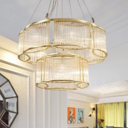 Moderní Contemporary 11 lehké ocelové závěsné svítidlo se stínidlem CrystalGlass