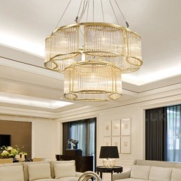 Moderní Contemporary 11 lehké ocelové závěsné svítidlo se stínidlem CrystalGlass
