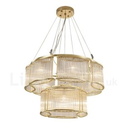 Moderní Contemporary 11 lehké ocelové závěsné svítidlo se stínidlem CrystalGlass