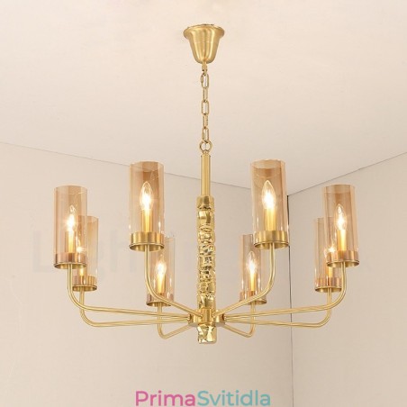 Moderní Contemporary 8 světle mosazný lustr se skleněným stínidlem Moderní Contemporary 8 světle mosazný lustr se skleněným stínidlem