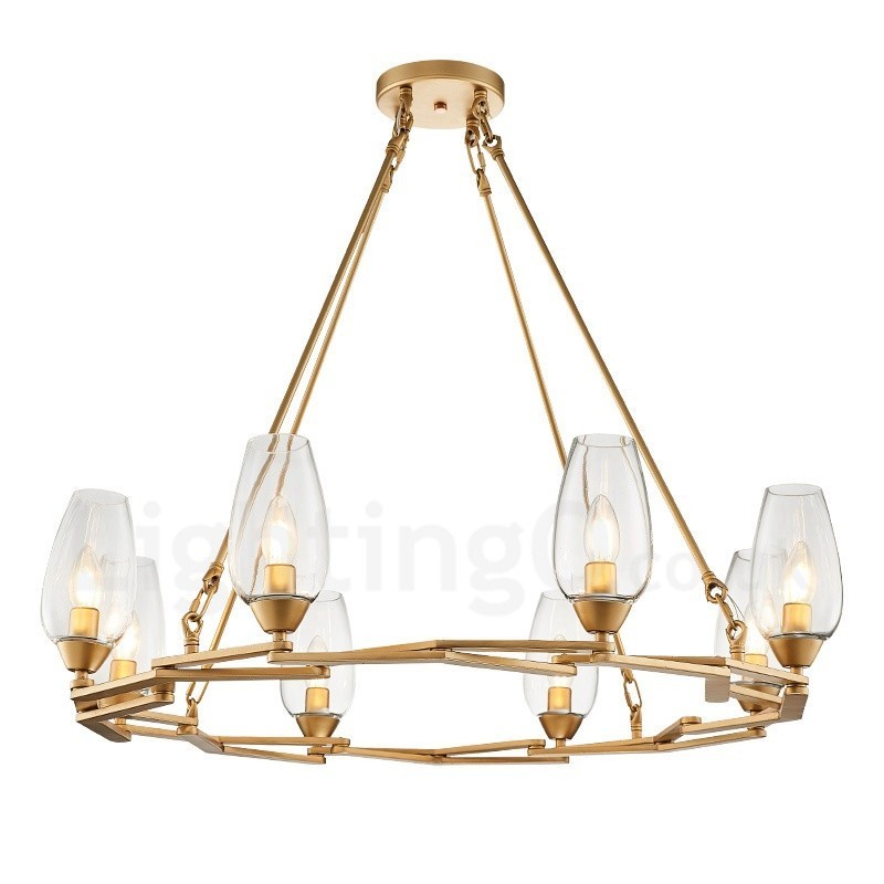 Moderní současné 8 lehké ocelové závěsné svítidlo se skleněným stínidlem