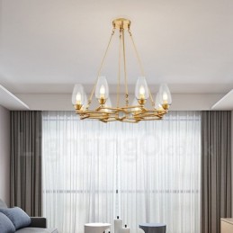 Moderní současné 8 lehké ocelové závěsné svítidlo se skleněným stínidlem