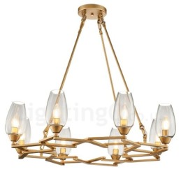 Moderní současné 8 lehké ocelové závěsné svítidlo se skleněným stínidlem