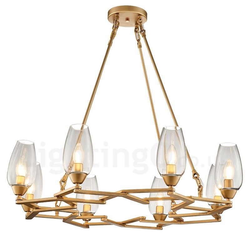 Moderní současné 8 lehké ocelové závěsné svítidlo se skleněným stínidlem