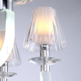 Stmívatelný moderní současný 12 světlý křišťálový lustr se skleněným stínidlem