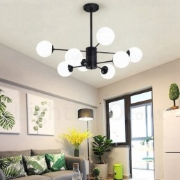 8 Lehký moderní současný lustr se skleněným stínidlem