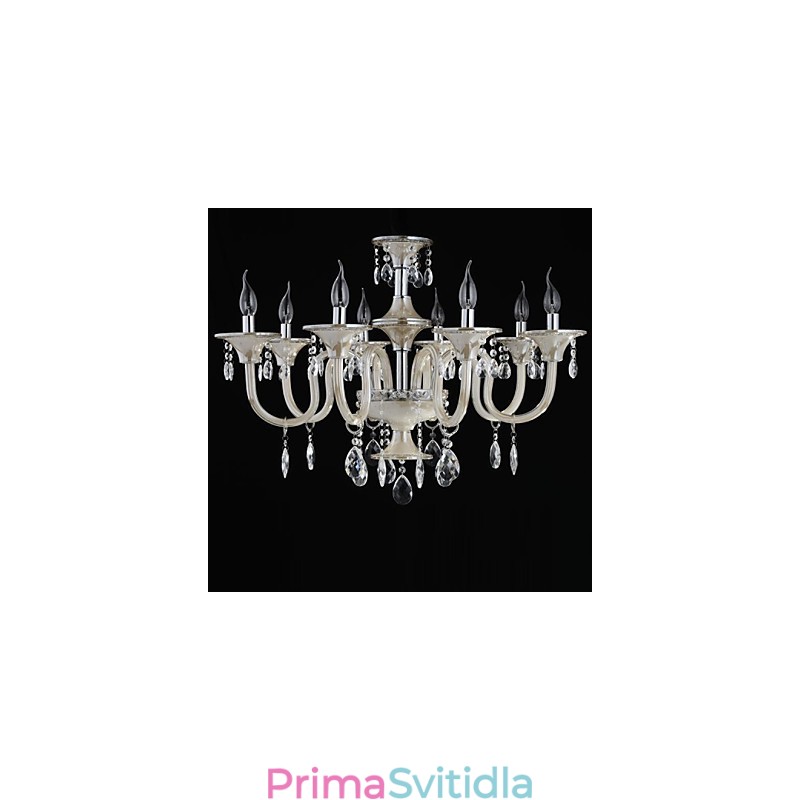 8 Light Styl paláce Skleněný lustr se svíčkovou žárovkou