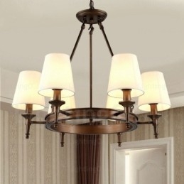 6 Světlé rustikální závěsné svítidlo Nordic Country s látkovým stínidlem