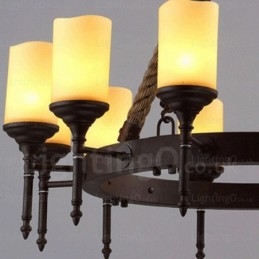 12 Light Country Rustikální Vintage Retro závěsné svítidlo se skleněným stínidlem
