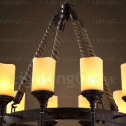 12 Light Country Rustikální Vintage Retro závěsné svítidlo se skleněným stínidlem