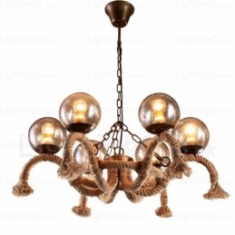 6 Light Vintage retro závěsné svítidlo se skleněným stínidlem