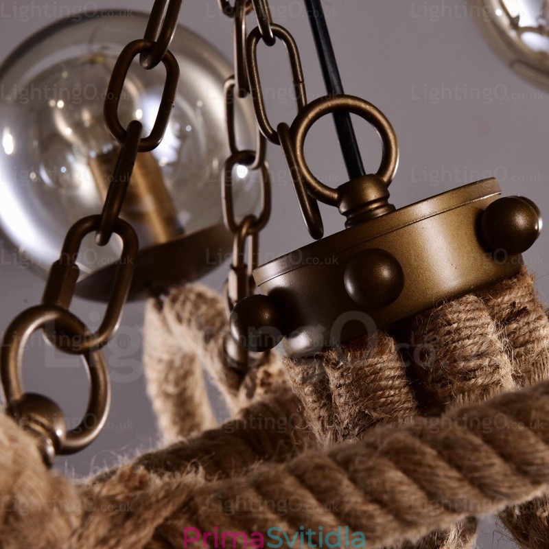 6 Light Vintage retro závěsné svítidlo se skleněným stínidlem