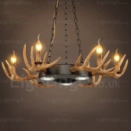9 Light Vintage Retro Rustikální Závěsné svítidlo na parohový lustr