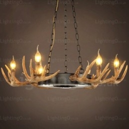 9 Light Vintage Retro Rustikální Závěsné svítidlo na parohový lustr