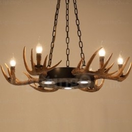 9 Light Vintage Retro Rustikální Závěsné svítidlo na parohový lustr