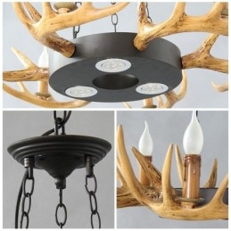 9 Light Vintage Retro Rustikální Závěsné svítidlo na parohový lustr