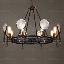 6 Light Vintage retro závěsné svítidlo se skleněným stínidlem