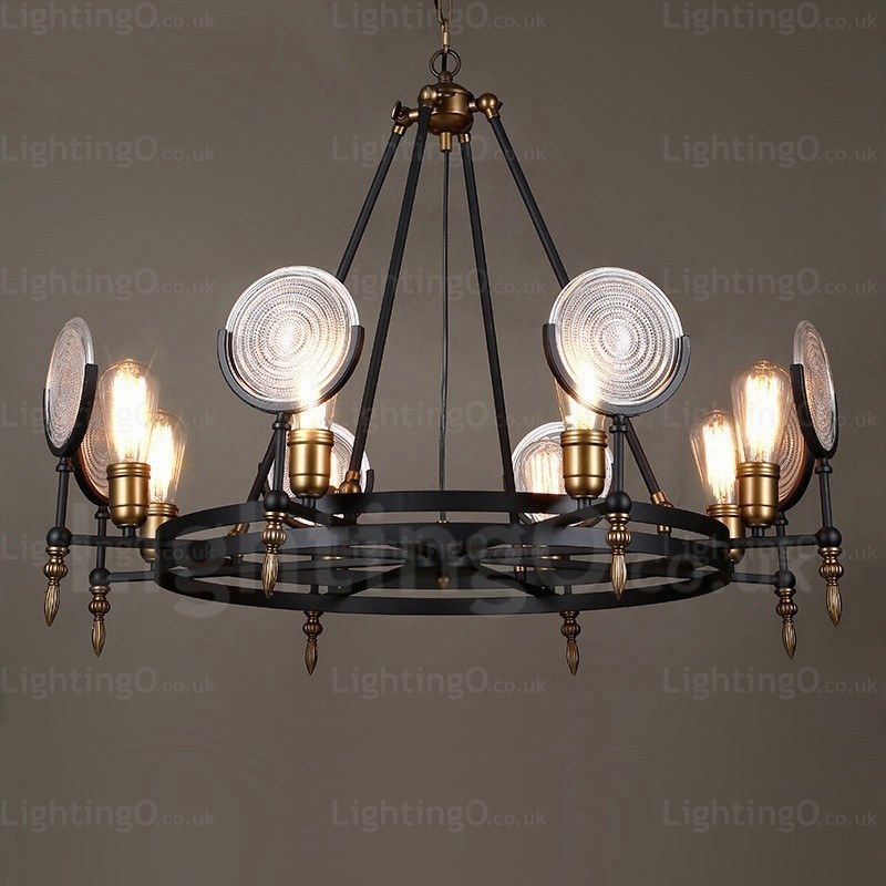 6 Light Vintage retro závěsné svítidlo se skleněným stínidlem