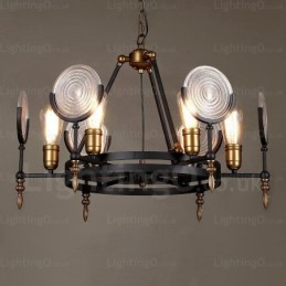 6 Light Vintage retro závěsné svítidlo se skleněným stínidlem