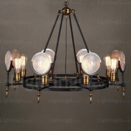 6 Light Vintage retro závěsné svítidlo se skleněným stínidlem
