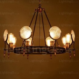 6 Light Vintage retro závěsné svítidlo se skleněným stínidlem