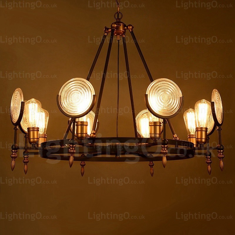 6 Light Vintage retro závěsné svítidlo se skleněným stínidlem