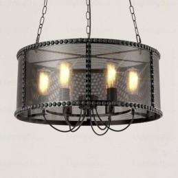 6 Light Vintage retro závěsné svítidlo se stínidlem z nerezové oceli