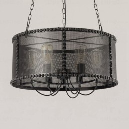6 Light Vintage retro závěsné svítidlo se stínidlem z nerezové oceli