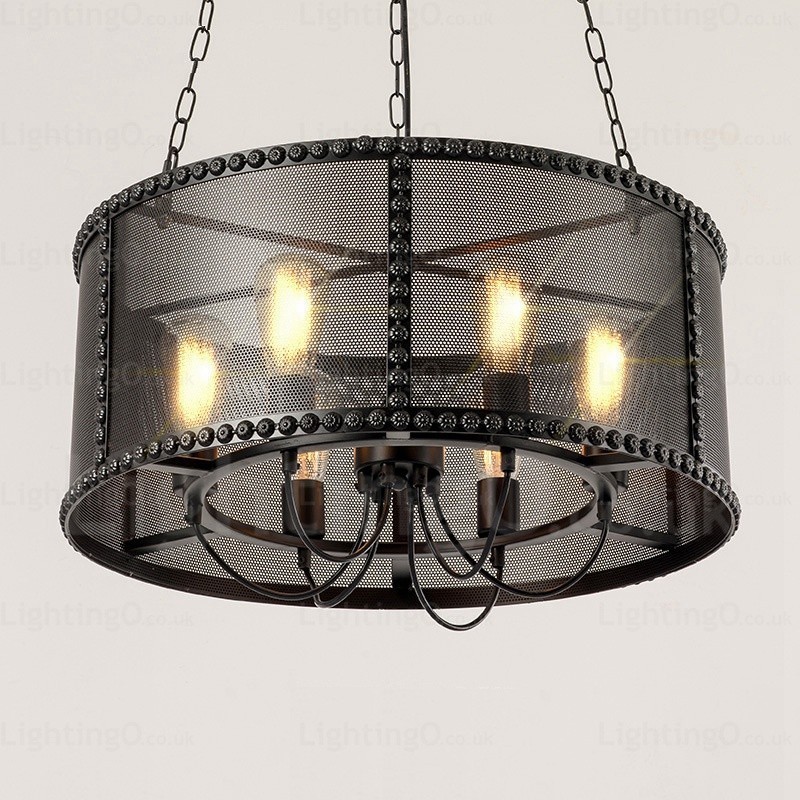6 Light Vintage retro závěsné svítidlo se stínidlem z nerezové oceli