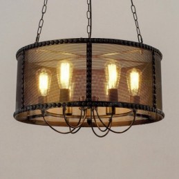 6 Light Vintage retro závěsné svítidlo se stínidlem z nerezové oceli