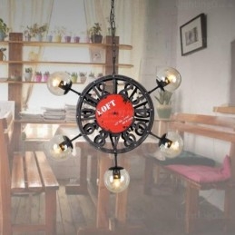 5 Light Vintage retro závěsné svítidlo se skleněným stínidlem