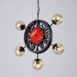 5 Light Vintage retro závěsné svítidlo se skleněným stínidlem