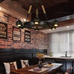 6 Light Vintage retro závěsné svítidlo se stínidlem z nerezové oceli