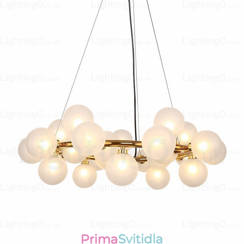 25 Lehké severské závěsné svítidlo se skleněným stínidlem