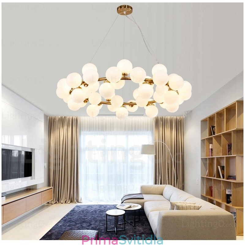 25 Lehké severské závěsné svítidlo se skleněným stínidlem