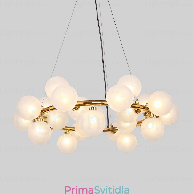 25 Lehké severské závěsné svítidlo se skleněným stínidlem