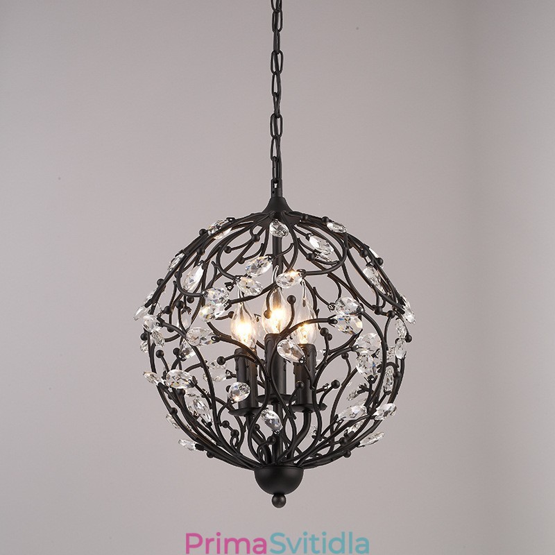 3 Light Vintage Retro Globe Crystal Závěsné svítidlo