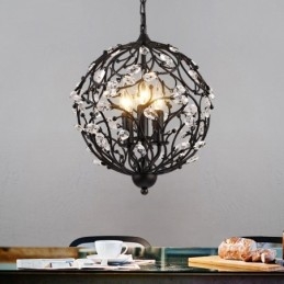 3 Light Vintage Retro Globe Crystal Závěsné svítidlo
