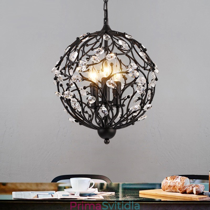 3 Light Vintage Retro Globe Crystal Závěsné svítidlo
