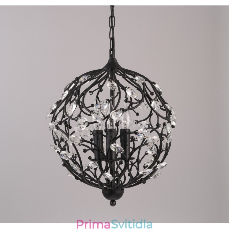 3 Light Vintage Retro Globe Crystal Závěsné svítidlo