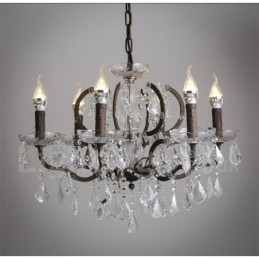 6 Světlý průměr 60CM Vintage Crystal Painting Metal Lustr Rezavé Iron Color Pendant Light