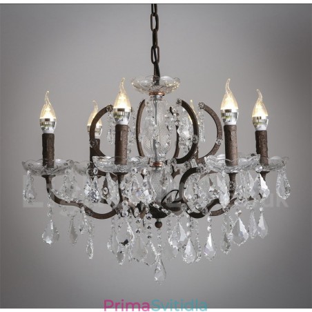 6 Světlý průměr 60CM Vintage Crystal Painting Metal Lustr Rezavé Iron Color Pendant Light 6 Světlý průměr 60CM Vintage Crystal Painting Metal Lustr Rezavé Iron Color Pendant Light