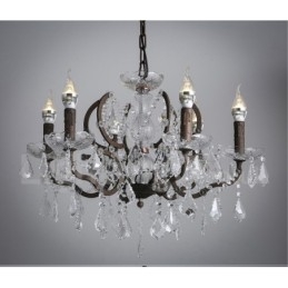 6 Světlý průměr 60CM Vintage Crystal Painting Metal Lustr Rezavé Iron Color Pendant Light