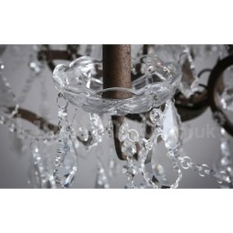 6 Světlý průměr 60CM Vintage Crystal Painting Metal Lustr Rezavé Iron Color Pendant Light