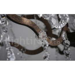 6 Světlý průměr 60CM Vintage Crystal Painting Metal Lustr Rezavé Iron Color Pendant Light
