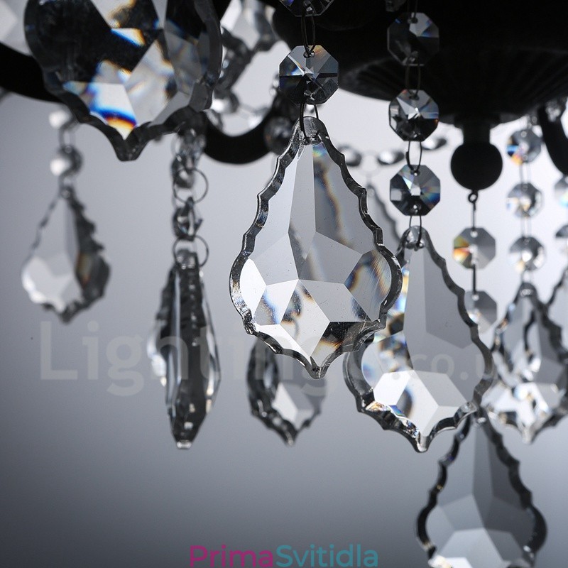 6 Světlý průměr 60CM Vintage Crystal Painting Metal Lustr Rezavé Iron Color Pendant Light