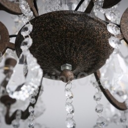 6 Světlý průměr 60CM Vintage Crystal Painting Metal Lustr Rezavé Iron Color Pendant Light
