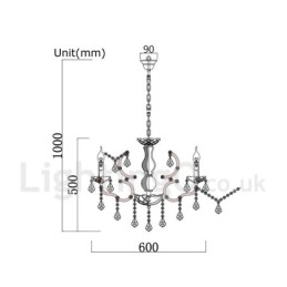 6 Světlý průměr 60CM Vintage Crystal Painting Metal Lustr Rezavé Iron Color Pendant Light