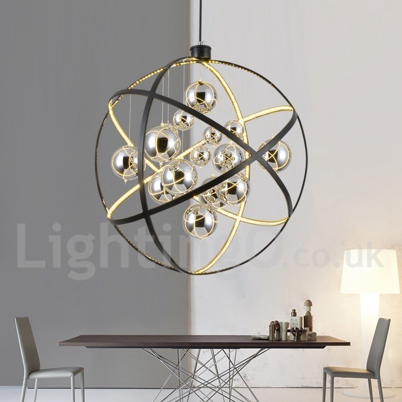 Průměr 50CM 80CM Vintage Globe Lustr Rezavé barevné závěsné světlo