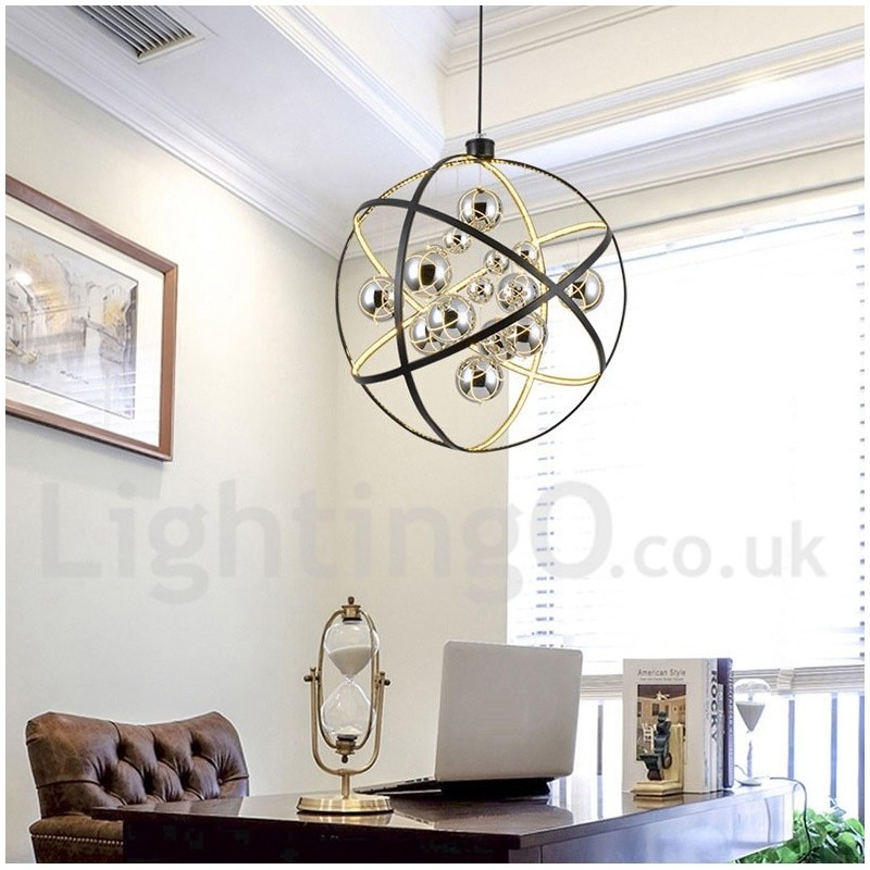 Průměr 50CM 80CM Vintage Globe Lustr Rezavé barevné závěsné světlo